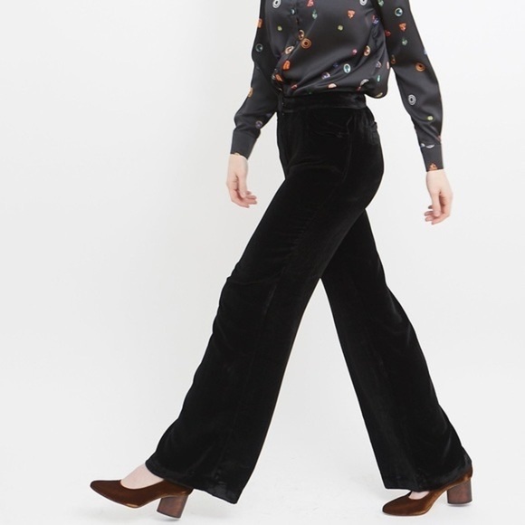 JENNI Kayne Wide Leg Velvet Birkin Pant - Black - Picture 1 of 16